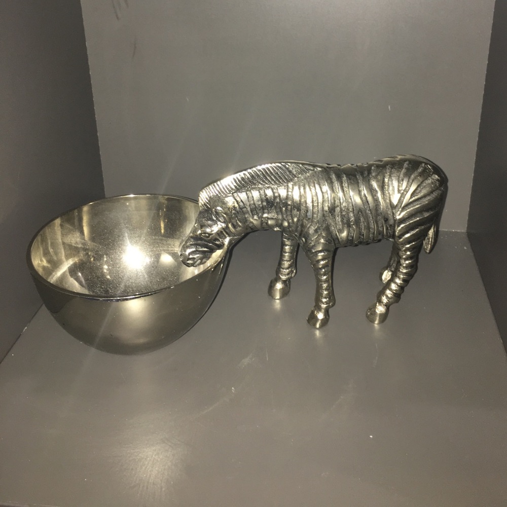 Metal zebra bowl